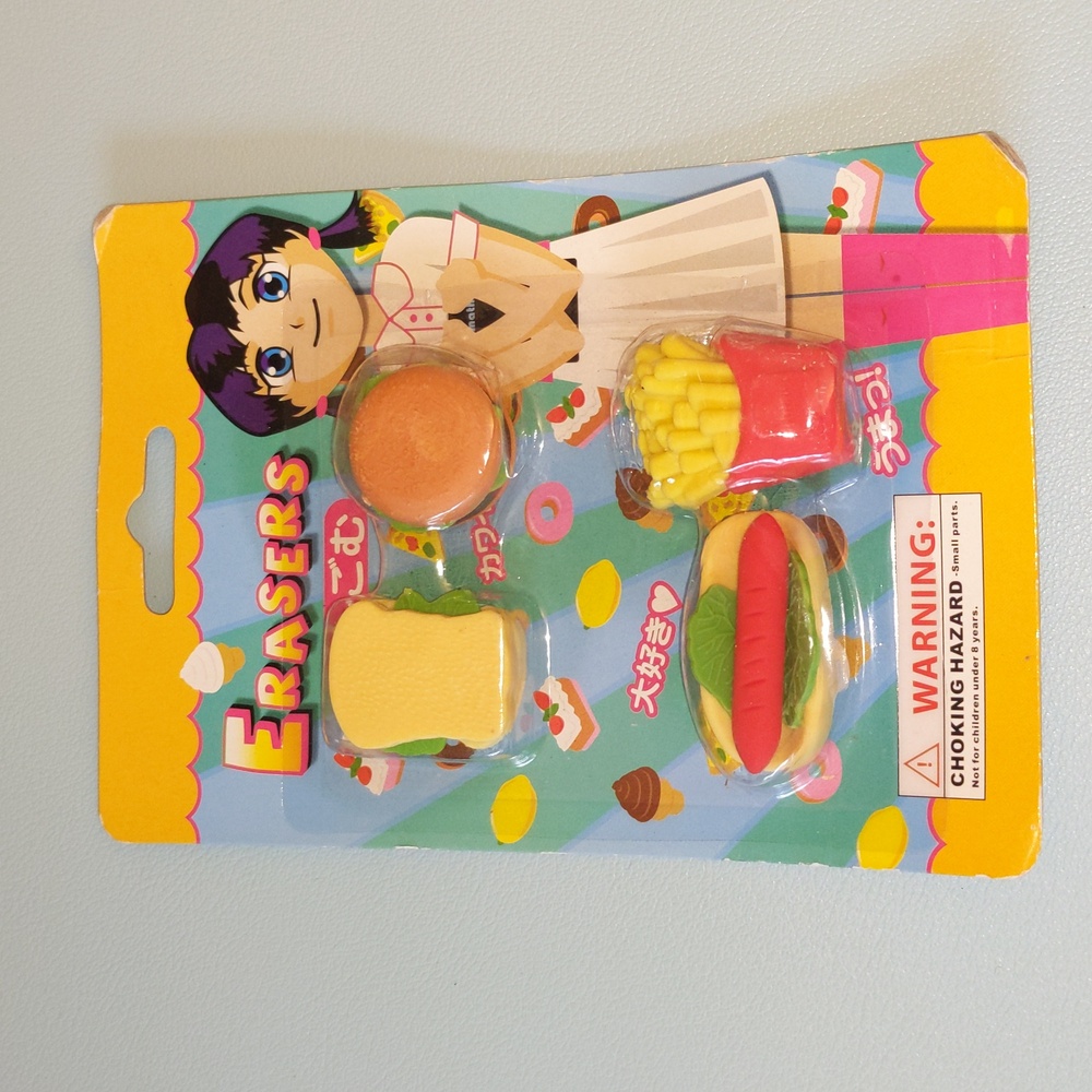 Japanese Fast Food Eraser Set Made in Hong Kong New In Package 2009